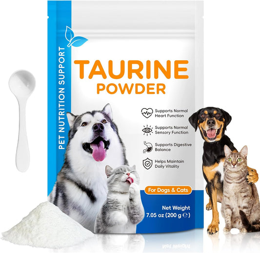 Taurine for Cats & Dogs - High Purity Taurine Powder for All Life Stages - 200 Servings - Unscented - Supports Heart & V