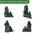 Large Fish Tank Decorations - Mountain View Aquarium Ornament with Tree House Cave Bridge,Resin, 10.24x9.45x5.12 inches,