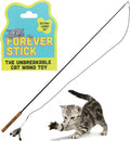 Forever Stick - Unbreakable Cat Wand Toy | Solid 1-Piece Fiberglass Rod - Bends, Doesn’t Break | 3-Year Warranty | 36 Inch Cat Fishing Pole Toy with Spinning Feather Toy | 2-in-1 String Toy and Teaser
