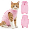 Cat Spay Recovery Suit 2Pcs, Cat Onesie for Cats After Surgery Female, Breathable Cats Surgery Recovery Suit Cone of Shame Alternative, Anti Licking CatBodysuit for Post Surgical Wounds (Pink, M)