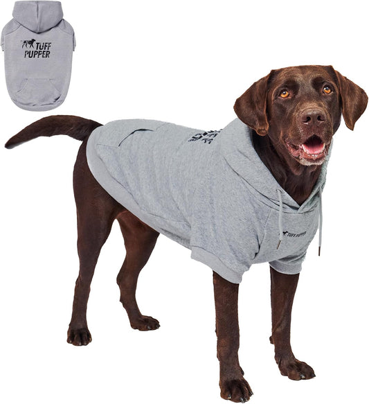Tuff Pupper Dog Hoodie | Premium Quality Insulated Fabric | Ultra Soft Interior for Superior Comfort | Elastic Cuffs & Drawstring for Warmth | Stretch Fit Suitable for All Breeds (Gray, XXL)