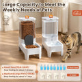 Automatic Cat Feeder and Water Dispenser Set, Top Fill Water&Food Gravity Feeder with Bowl,Easy to Hand-Washable,Elevate