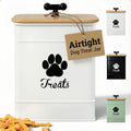 Dog Treat Container Airtight - 6 Inch Wide x 8 Inch Tall Iron Dog Treat Jar for Kitchen Counter with Airtight Bamboo Lid - 12 Cup Capacity Pet Treat Container - Doggie Cookie Jar - Big Treats Canister