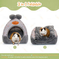 YUEPET Bunny Bed, Rabbit Hideout, Guinea Pig Cave, Grey Grid with Bow