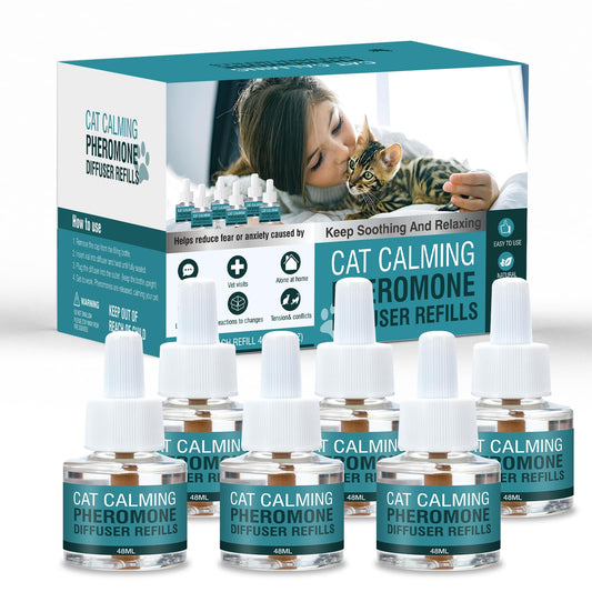 Cat Calming Diffuser Refill 6 Pack Cat Calming Pheromone Diffuser Refill Cat Plug in Pheromones Cat Stress Diffuser Cat Pheromones Calming for Cats Anxiety and Stress 48ml Vial-180 Days Fits All Cats