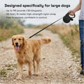 TailyWags 26ft Retractable Dog Leash for Large Dogs up to 110 lbs, with Waste Bag Dispenser, 8m Durable Strong Nylon Tape, 360° Tangle-Free, One-Handed Brake&Lock, Anti-Slip ABS Handle (26FT-Black)