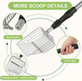 XBX Long Handle Cat Litter Scoop with Holder, Adjustable Extendable Metal Litter Scooper, Stainless Steel Shovel Sifter for Litter Box Cleaning, Durable Cat Pooper Scooper for Home Use