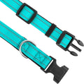 PWOD Reflective Dog Collar, Adjustable Soft Neoprene Padded Nylon Pet Collars with Buckle for Medium Dogs, Teal,M