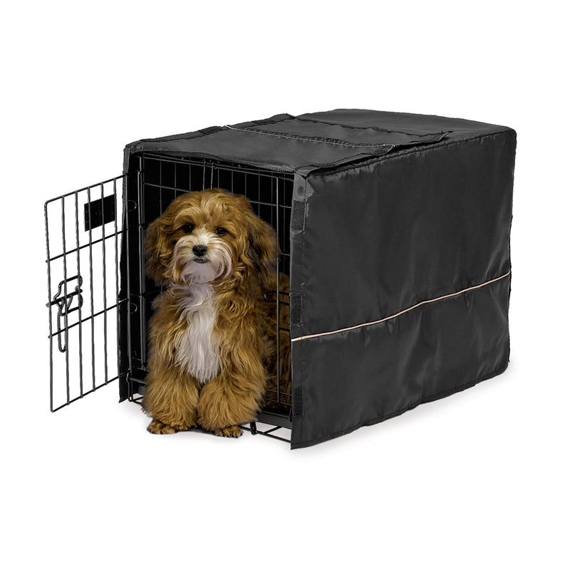 MidWest Homes for Pets XS Dog Crate Cover, Black Polyester Privacy Kennel Cover Fits Most 22-inch Crates, Machine Washable, Reduces Barking & Chewing