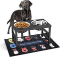 ADENGL Metal Raised Dog Bowl, 10" Tall Elevate Dog Feeder Stand with 2 Stainless Steel 42oz Bowls & 16x24 Non-Slip Mat – Stronger Dogs Food & Water Bowl Stand (Black)