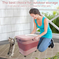 SECOAT Collapsible Cat Litter Storage Container with Rolling Casters,20 Lbs Cat Litter Storage with Wheels,Airtight Lids,Cat Litter Shovel,Portable Cat Litter Storage Bin Container,BPA Free (Pink)