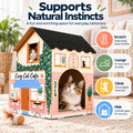 American Cat Club Cat House with Scratcher & Catnip Included - Coffee House