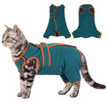 DENTRUN Cat Recovery Suit - Post-Surgery Onesie with Hind Legs, Snap Button Back, Easy On/Off, Prevents Licking & Wound Protection, Soft Breathable Fabric for Spay Neuter Abdominal Wounds
