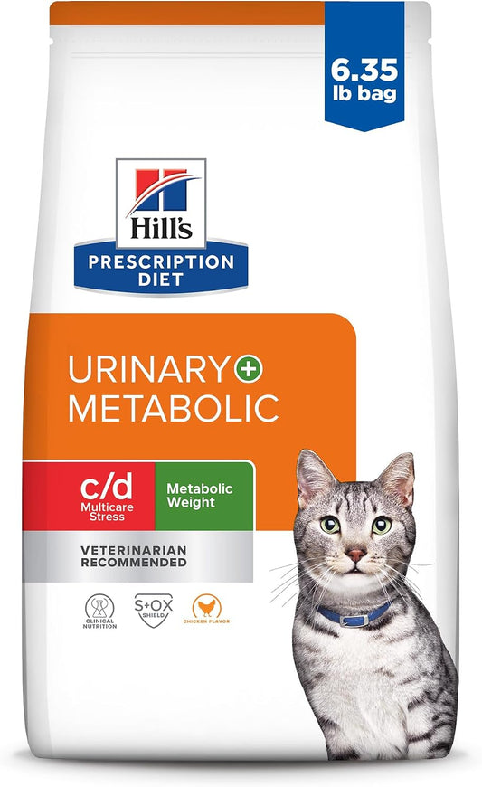 Hill's Prescription Diet c/d Multicare Stress + Metabolic Weight Dry Cat Food, Chicken, 6.35 lb. Bag