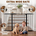 Mumeasy Baby Gate Extra Wide, 29.7-51'' Pressure Mounted Dog Gate with Walk Thru Door, Auto Close Pet Gate for House, Stairs, Doorways,Black