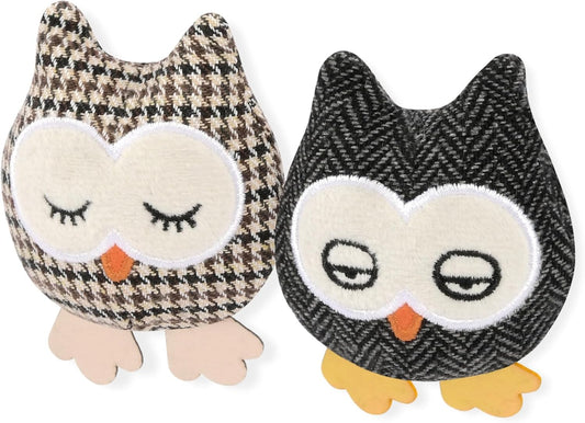 P.L.A.Y. PET Lifestyle and You Feline Frenzy HOOTIFUL Owls Plush Squeaky CAT Toy