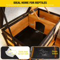 Aivituvin Tortoise Habitat Turtle Enclosure, Wooden Tortoise House Reptile Cage for Small Animals, Reptile Tank with Lar