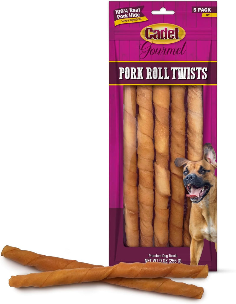 Cadet Gourmet Pork Roll Twists Dog Chews, 5 Count, 10