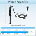 HiTauing Aquarium Heater 25W/50W/100W/200W/300W, Adjustable Knob Fish Tank Heater with Digital Thermometer, Submersible 