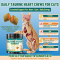 Taurine for Cats, CoQ10 for Cats, Heart Health Support for Adult & Senior Cats, 500 Crunchy Chews with Omega-3 & L-Carnitine, Cat Taurine Supplement for Eye & Muscle Support, Chicken Flavor