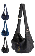 Noah & Paw Dog Sling Carrier for Small Dogs 5-18lb, Dog Sling for Small Dogs and Cats, Dog Carrier with Adjustable Padded Strap, Premium Denim, Lined with Fur, Double Safety Feature, Machine Washable