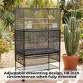 Falzqq Large Bird Cage Cover Bird Cage Seed Catcher 118 x 31 Inches Adjustable Elastic Band Mesh Birdcage Cover Net Skirt for Parrot Parakeet Macaw African Cages (Black)