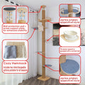 Floor to Ceiling Cat Tree Height (50-120.5in) Adjustable Cat Tower 5 Tier Hemp Scratching Post High Cat Tree Sturdy Activity Tree Indoor Outdoor Cat Scratching Post Activity Center