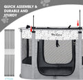 PETEASE Portable Cat Playpen with Litter Box, Cat Enclosure for Camping, Cat Recovery Playpen After Surgery, Foldable Indoor Outdoor Pet Tent for Cats Rabbits Puppies (Light Gray)