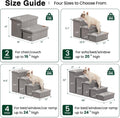 Love's cabin Dog Stairs for High Bed 22" H, Foldable Pet Stairs for Small Medium or Large Dogs Puppy with Storage for Bed or Couch, Cat Dog Steps Ramp with Zip up to 200 lbs, Solid Grey, 5 Steps