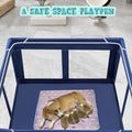 XVISHX 42x42 Inches Puppy Playpen with Gate, Dog Playpen for Puppies or Small Dogs, DogFence Pet Playpen for Indoor & Outdoor, Sturdy Safety DogPen with Thickened Fabric, High-Strength Nylon Wire Mesh