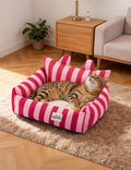 Cat Couch, Reversible Pet Sofa for Indoor Cats – 2-Sided Cat Sofa with Oxford Fabric and Plush Fleece, Washable Small Do