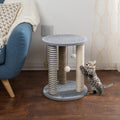 Cat Scratching Post - 3 Scratcher Posts with Carpeted Scratch Pad Base and Perch - Furniture Scratching Deterrent for In