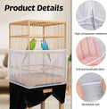 Fiyooau 2Pcs Bird Cage Seed Catcher, Adjustable Bird Cage Skirt Cover, White Stretchy Birds Cages Netting for Round Square Parrot Parakeet Macaw African Cages