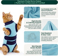 Kuoser Recovery Suit for Cats Female Male Kitten Surgery Onesie Bodysuit Anti Licking Cone Alternative Calming Anxiety Vest Abdominal Wounds, Blue XL