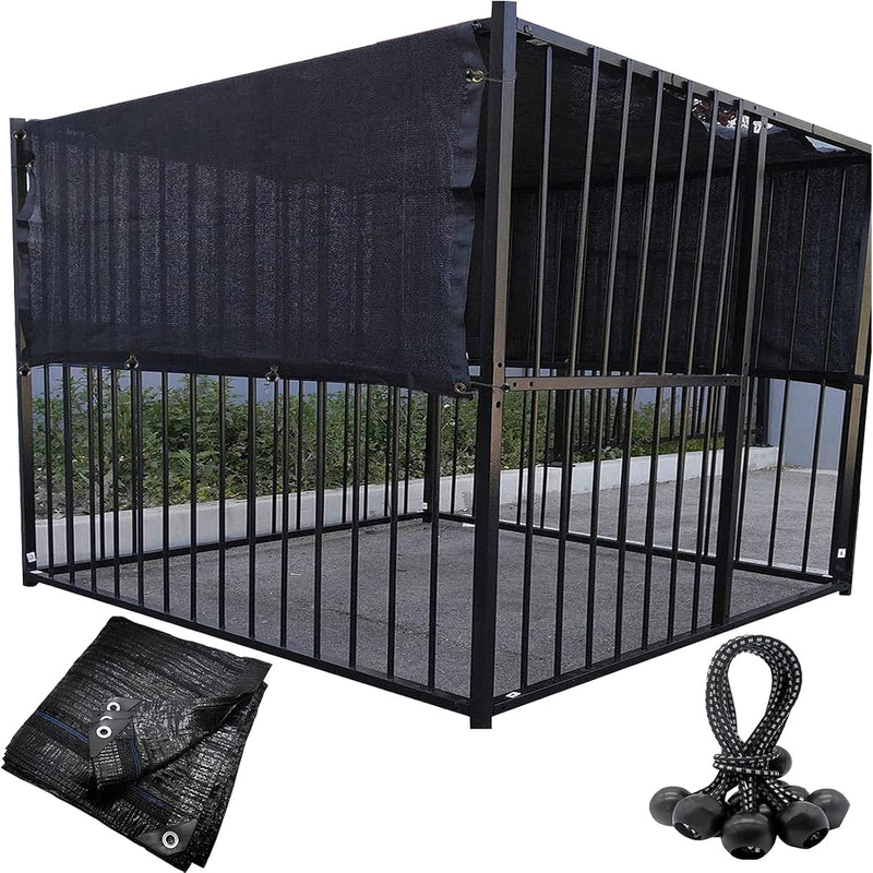Dog Kennel Shade Cover 90% Sunblock Shading Cloth Net Mesh Tarp 10x10 ft for Outdoor Large Pet Crate with 12 Ball Bungee