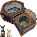 Portable Dog Playpen 2-Room with Tunnel, 3-in-1 Large Cat Crate Play Enclosure with Separate Areas, Foldable Pet Playpen