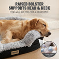Miorun Fluffy Orthopedic Dog Bed for Large & Extra Large Dogs, Calming Plush Sofa Bed with Curved Bolster Support and Egg-Crate Foam Base, 43" Cozy Oval Pet Donut Bed with Washable Cover, Gray