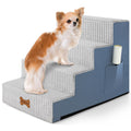 POCBLUE Dog Stairs for Bed 17.7" H, 4-Step Pet Steps for High Bed or Couch, Non-Slip Pet Ramp for Small Dogs and Cats Indoor with Washable Cover, Grey