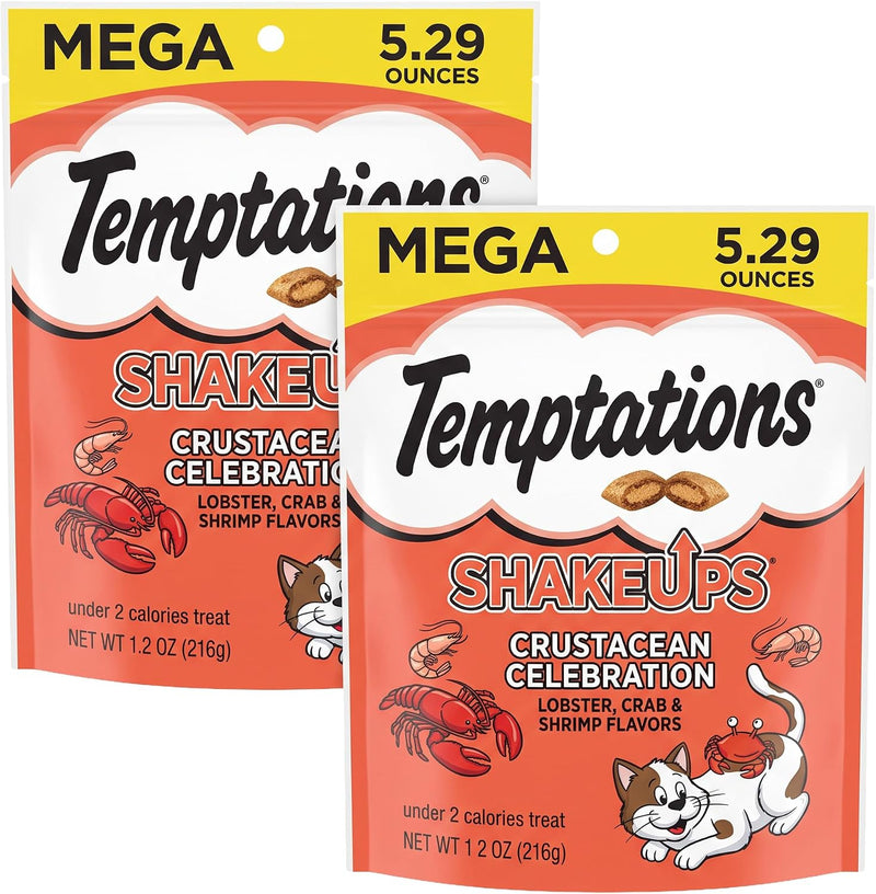 Temptations Cat Treats, Crustacean Celebration Flavor, 5.29 oz | Crunchy and Soft | Pack of 2 | ShakeUps
