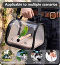 Bird Carrier Backpack with Breathable Mesh Windows, Portable Parrot Travel Cage with Perch and Removable Tray, Hands Fre