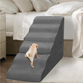 MALOROY Dog Stairs for High Beds 30-36 inches Tall, 6-Step Dog Steps for Bed 32-36 inches for Small Large Dogs, Doggie Ramp for Bed, 30D Foam Pet Stairs for Old Dogs/Cats, Free-Installation, Grey