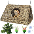 Hanging Reptile Hide Cave,Natural Seagrass Bearded Dragon Hammock Hideout,L