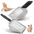Hiceeden 4 Pcs Stainless Steel Small Mesh Scooper, Hamster Fine Sand Bath Scooper, Reptile Rabbit Litter Sand Waste Scoop, Beach Mesh Shovel for Shell Collecting, Shark Tooth Sifter, 1mm Hole