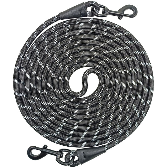 Boswany Reflective Tie-Out Rope 10FT 15FT 20FT 30FT - Long Dog Tether for Medium Large Dogs Outdoor Running, Playing, Camping, Training - Dog Lead for Yard
