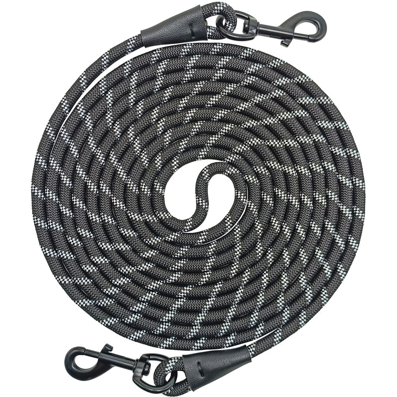 Boswany Reflective Tie-Out Rope 10FT 15FT 20FT 30FT - Long Dog Tether for Medium Large Dogs Outdoor Running, Playing, Camping, Training - Dog Lead for Yard
