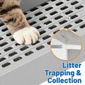 Colewin Adjustable Cat Litter Box Steps, 3-Step Non-Slip Ramp for Kittens Senior Cats Small Cats, Detachable Litter Catcher Tray, Fit Automatic Litter Boxes, Easy Clean, 13.5"x9"x7" (Light Grey)