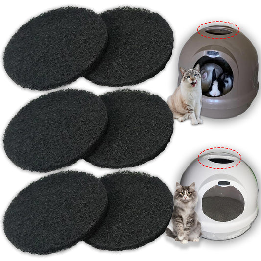 PurifyLogix 6 Pack Cat Litter Box Replacement Filters Compatible with Petmate Booda Dome Cat Litter Box – Activated Carbon Charcoal Filters to Absorb Odors and Control Damp for Keeping Fresh