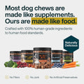 JustFoodForDogs Skin & Allergy Supplement for Dogs, Human Grade Dog Supplements, Skin & Coat Support, Multivitamin Soft Chews, Omega 3 Oil, Superfood Blend, Plant Based Dog Vitamins - 45 Count