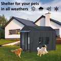Outdoor Dog Kennel Cover, 8.1'Dx4.1'Wx6.06'H, Full Coverage Black
