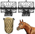 Yaocom 2 Set Wall Mount Hay Feeder for Horse Goats Hay Rack with Net